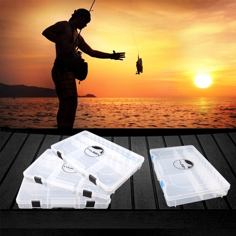 YVLEEN Fishing Tackle Boxes - 3600 3700 Tackle Box Plastic Storage Organizer Box with Removable Dividers - 2packs/4packs Tackle Trays - Included 2pcs of Extra Clip - Image 5